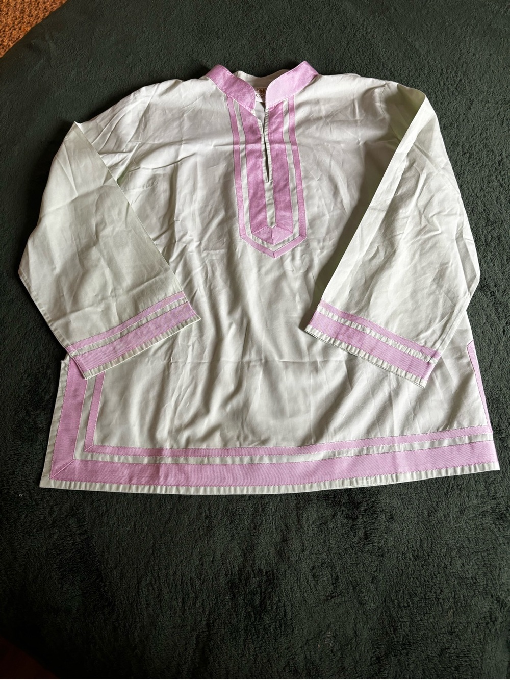 NICOBLU Capri Tunic in Ambrosia Green and Blush Pink Trim - Picture 3 of 7